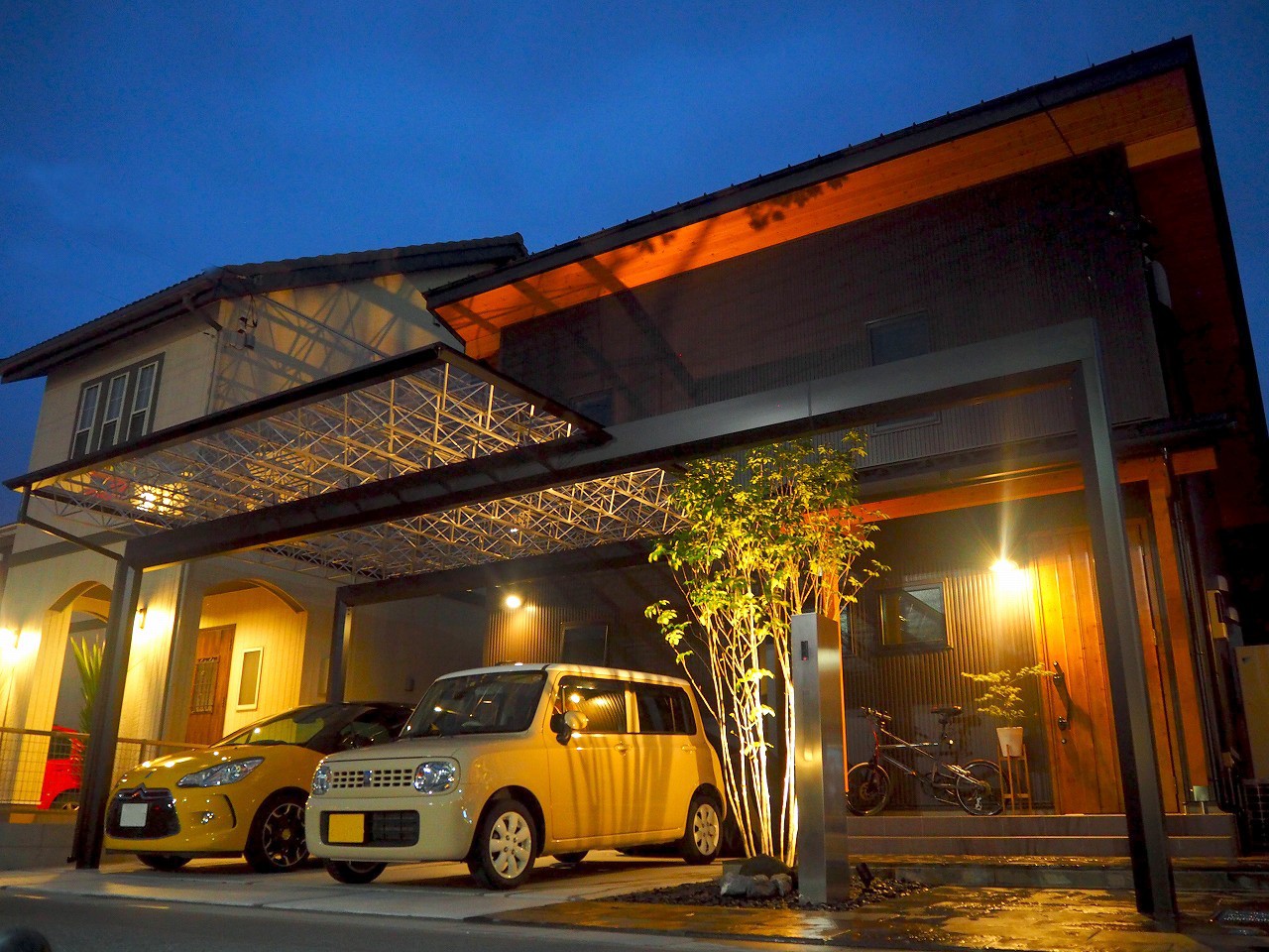 鴻巣市　和モダン×スタイリッシュな雰囲気のオープン外構