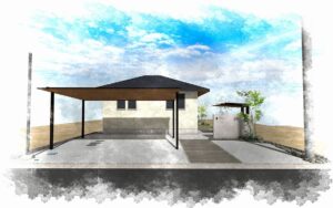 東松山市　機能的な設計の中に、素材の質感と光の陰影が静かに息づくエクステリア