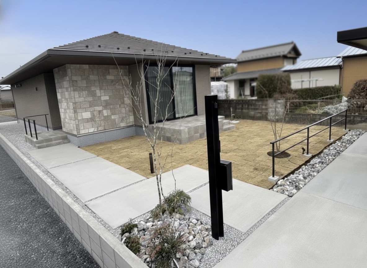 熊谷市　平屋の佇まいを引き立てる、バランス設計のシンプルエクステリア