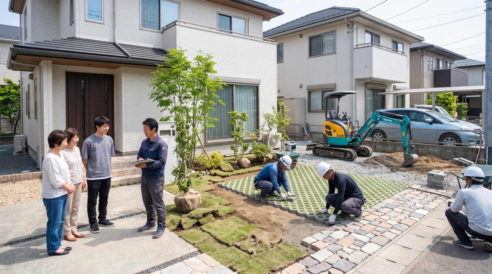 ウッドデッキや芝庭に木陰をつくる植栽