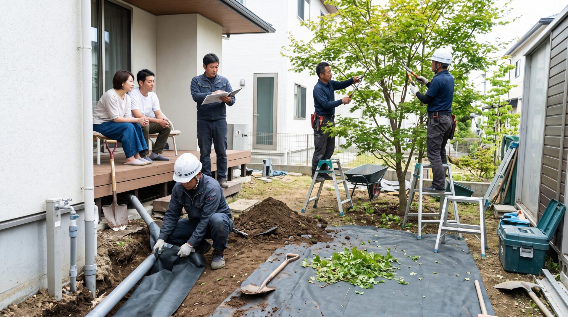 住宅の基礎や配管まわりでも安心な玄関アプローチの植栽